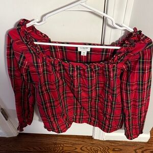 J. Crew Vibrant Red and Yellow Plaid Shirt